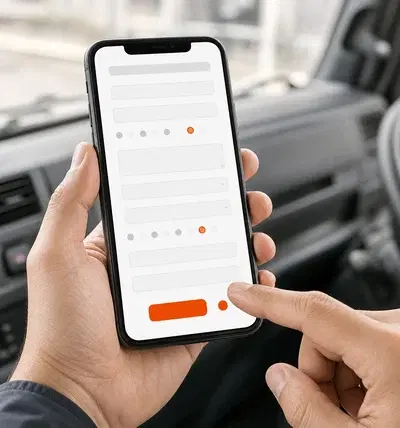 スマートフォンで査定フォームを入力している様子